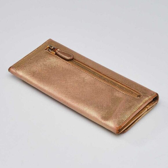 Prada Gold Metallic Leather Continental Wallet - Picture 2 of 8